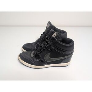Nike Force Dunk Sky Hi Hidden Wedge Heel High Black Patent Leather Womens US 11
